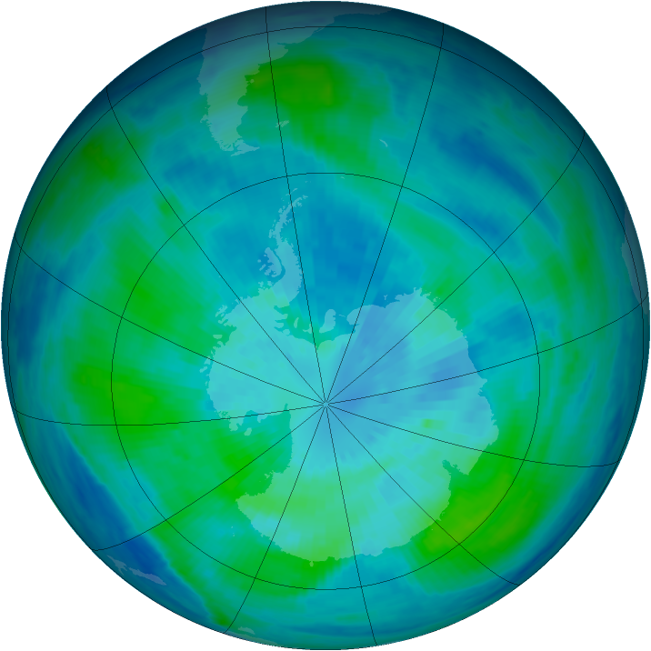 Antarctic ozone map for 24 March 1998